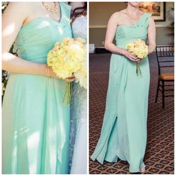 David's Bridal One Shoulder Bridesmaid Dress Sz 6 - Picture 5 of 10